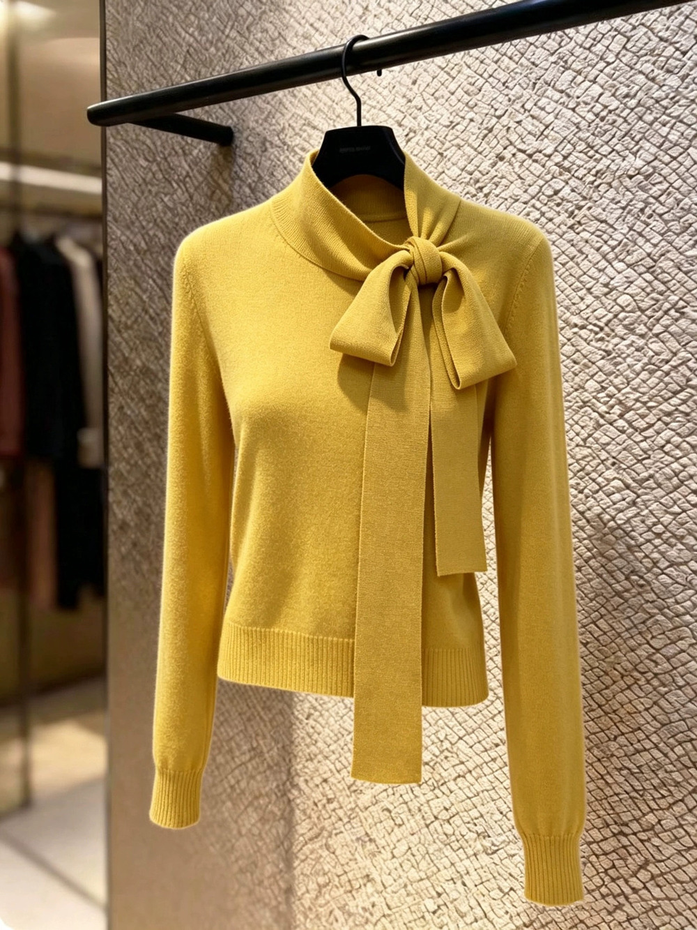 ZARA Autumn Winter Trendy Solid Color Knit Layering Sweater with Ribbon Bow